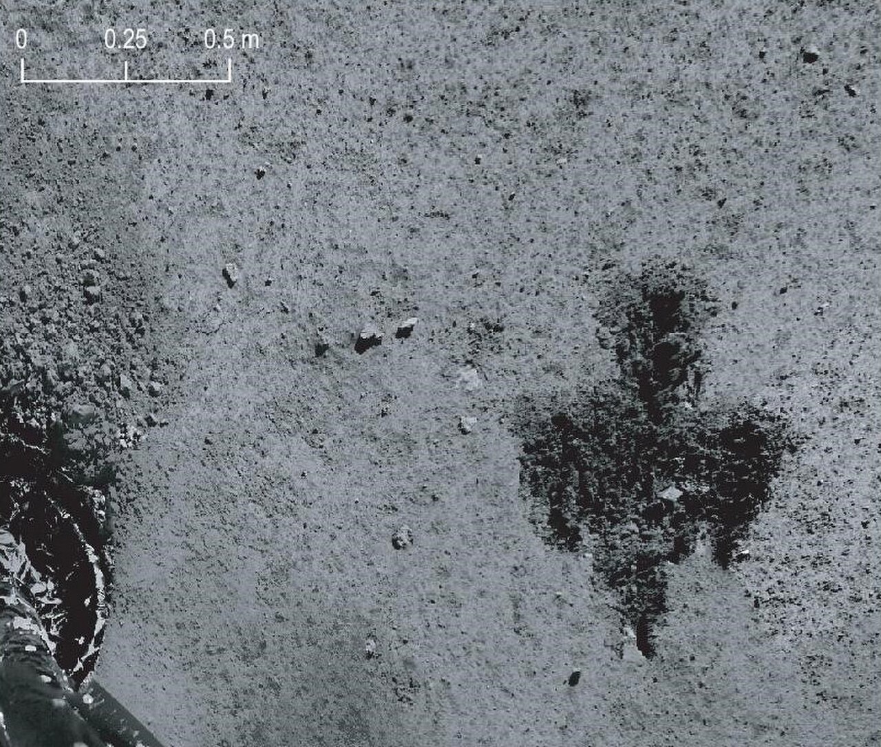 Chang'e 6 photograph 1: CNSA — Chang'e 6 far-side surface sampling area, Apollo Crater, South Pole-Aitken Basin, June 2024. First ever far-side sample collection. (CNSA, public domain)