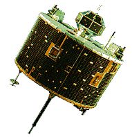 Hiten (MUSES-A) photograph 1: ISAS / JAXA — Hiten (MUSES-A) spacecraft model at Sagamihara Campus (JAXA / Public Domain)