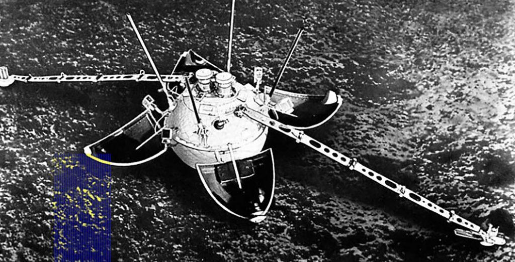 Luna 13 photograph 2: Wikimedia Commons — Luna 13 panoramic surface photograph from Oceanus Procellarum, December 1966. (Public domain)